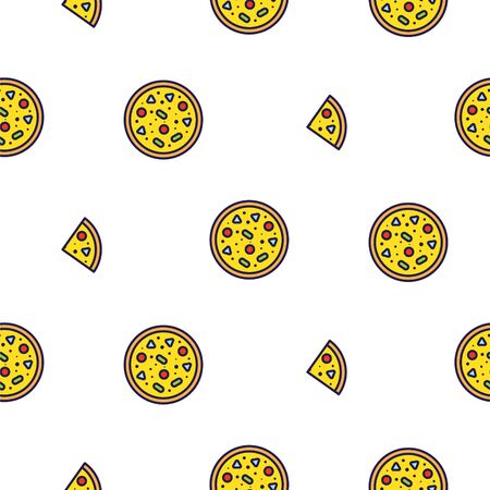 Pizza line icon seamless vector pattern.のイラスト素材