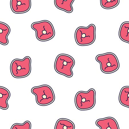 Meat steak line icon seamless vector pattern.のイラスト素材