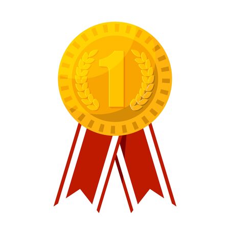 Gold medal for first place prize vector illustration.のイラスト素材