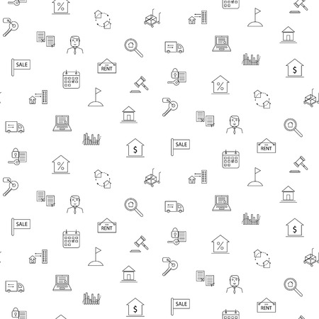 Real estate icon seamless monochrome pattern.のイラスト素材