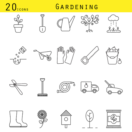 Gardening line icons vector set.のイラスト素材
