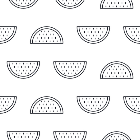 Watermelon line icon seamless vector pattern.のイラスト素材