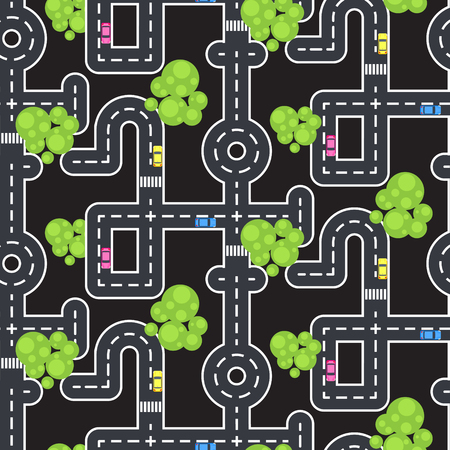 Top view roads and streets seamless vector pattern.のイラスト素材