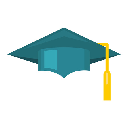 Graduation cap blue vector cartoon icon isolated on white.のイラスト素材