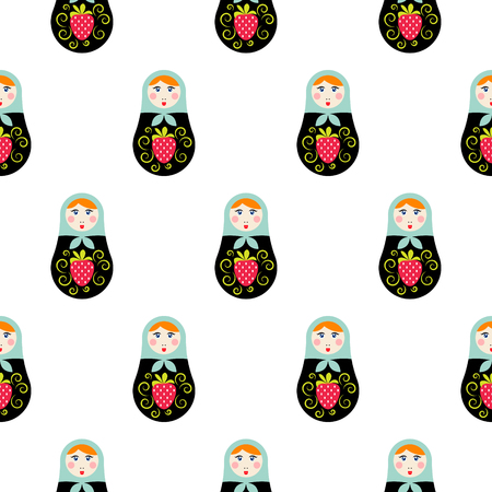 Russian doll matryoshka seamless pattern.のイラスト素材
