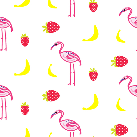 Flamingo summer seamless vector texture.のイラスト素材