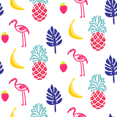 Flamingo summer seamless vector texture.のイラスト素材