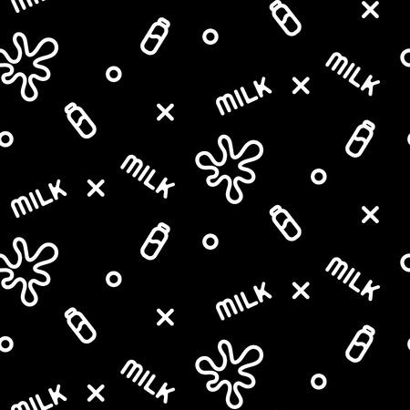 Milk bottles and splashes scandinavian seamless vector pattern.のイラスト素材