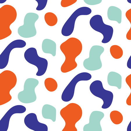 Camouflage seamless vector pattern. Military uniform abstract texture in blue and orange spot colors.のイラスト素材