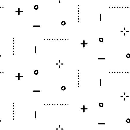 Abstract geometric thin shapes seamless vector pattern. Black and white simple dots and lines background for website wallpaper.のイラスト素材