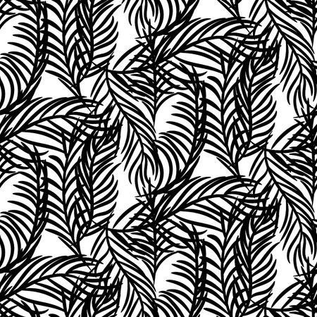 Tropical palm leaves vector seamless background. Exotic jungle nature pattern for textile and paper.のイラスト素材
