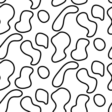 Chaotic geo line shapes hipster seamless vector pattern. Black and white simple shapes background for website wallpaper and fabric print.のイラスト素材