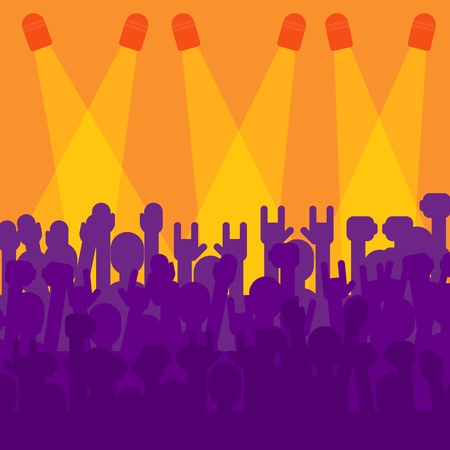 Crowd in front of concert scene vector.のイラスト素材