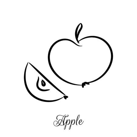Apple line doodle vector icon. Fruit outline isolated on white background.のイラスト素材