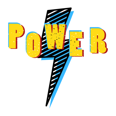 Power word in pop art bright colors shirt print.のイラスト素材