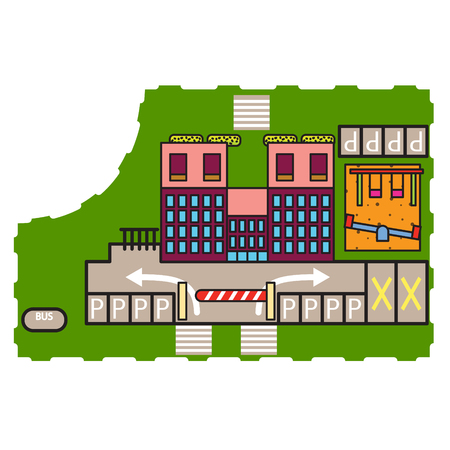 Building and playground illustration vector.のイラスト素材
