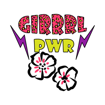 Girl power t-shirt design vector. Trendy feminine tee clip-art.のイラスト素材