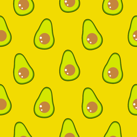 Seamless fruit pattern vector. Green avocado background.のイラスト素材
