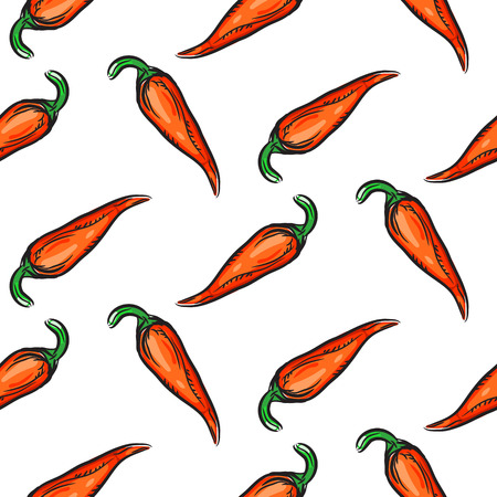 Chili pepper food seamless vector background.のイラスト素材