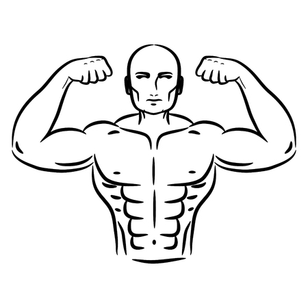 Bodybuilder sketch hand drawn silhouette vector.の写真素材
