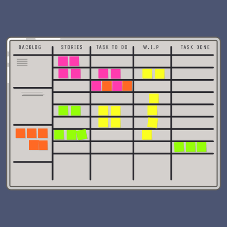 Scrum board vector with sticker notes attached.の写真素材