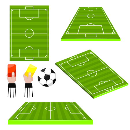 Soccer football fields different view sides vector objects.のイラスト素材