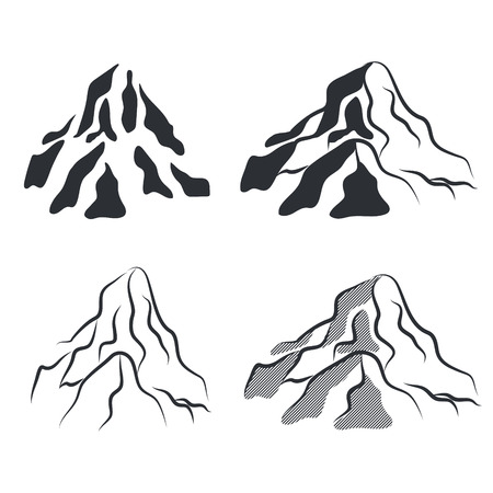 Mountain icon silhouettes vector set.のイラスト素材