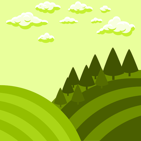 Tuscan fields vector landscape illustration.のイラスト素材