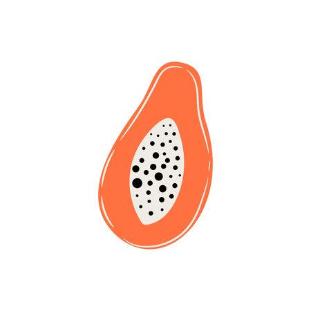 Papaya hand drawn vector icon. Exotic fruit illustration icon isolated on white background.のイラスト素材