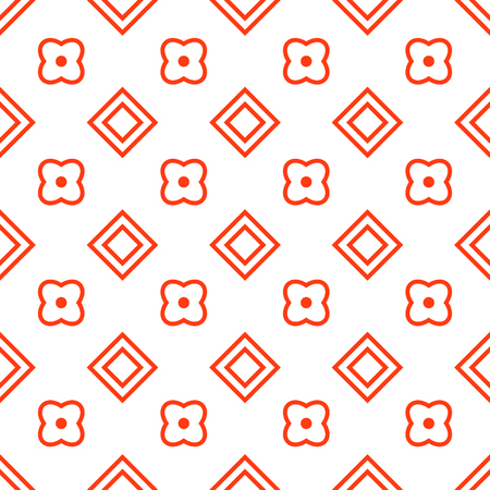 Abstract red thin line shapes geometric seamless pattern. Simple geometry rhombuses repeat texture.のイラスト素材