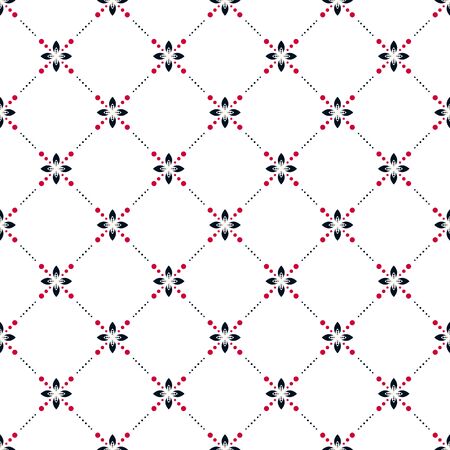 Simple abstract floral vector pattern tile. Geometric shape net repeat background.のイラスト素材