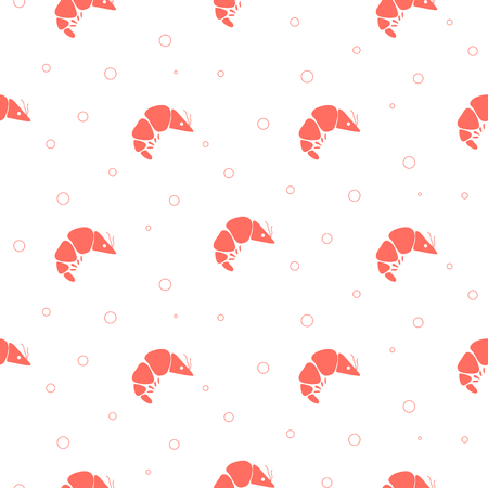 Shrimp simple seamless pattern. Seafood background vector illustration texture.のイラスト素材