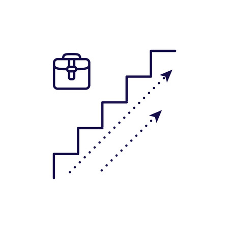 Career growth icon vector. Outline style stairs upwords direction business icons.のイラスト素材