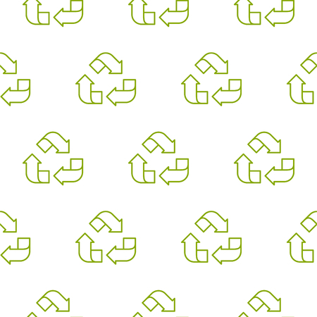 Recycle outline green symbol pattern. Seamless simple vector line illustration.のイラスト素材