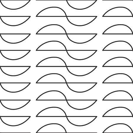 Seamless vector pattern with black outline shapes. Simple geometric repeat background.のイラスト素材