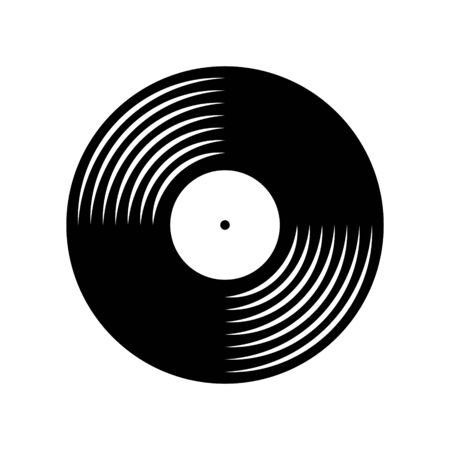 Vinyl plate disc isolated on white background. Music retro silhouette icon.のイラスト素材