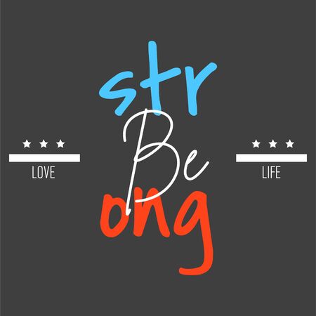T shirt design be strong typography vector illustration template. T-shirt print design on dark backdrop.のイラスト素材