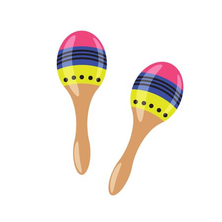 Pair of maraca cartoon vector illustration. Rumba shaker mexican music instrument.のイラスト素材