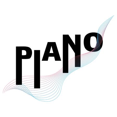 Piano typography music festival poster template. Word piano in an abstract form of keys.のイラスト素材