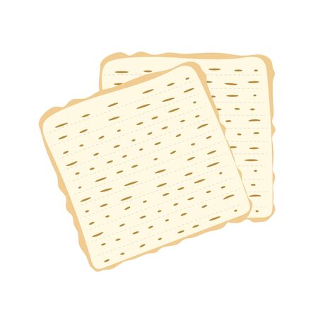 Jewish matzah bread vector illustration. Traditional matzoh pesach holiday food.のイラスト素材