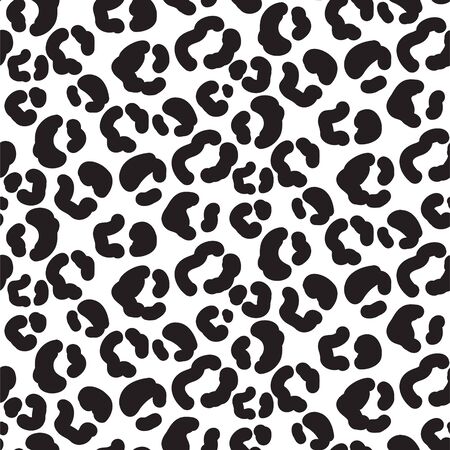 Cheetah print pattern with spots and hearts. Black and white leopard abstract skin print vector.のイラスト素材
