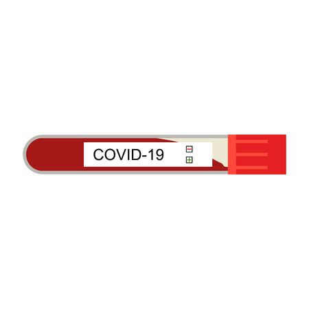 Coronavirus covid-19 virus blood test probe in a tube. Vector laboratory test tube.のイラスト素材