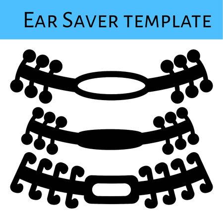 Ear saver template design for face mask. Surgical mask ear holder vector. Health care product.のイラスト素材