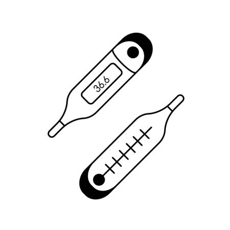 Medical thermometer outline icon vector. 36.6 health temperature indicator icon.のイラスト素材