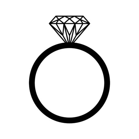 Wedding or engagement diamond ring icon symbol. Brilliant ring vector icon.のイラスト素材