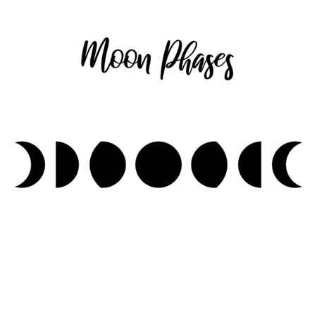 Moon phases simple vector template black silhouette.のイラスト素材