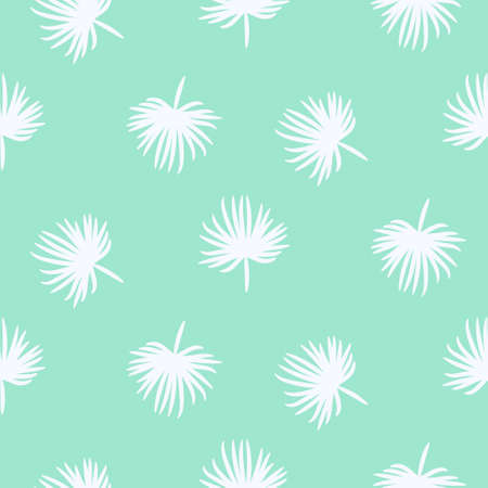 Palm leaves simple seamless pattern blue and white colors.のイラスト素材