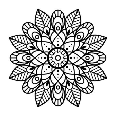 Mandala flower silhouette template for laser cut. Snowflake decor ornament vector.のイラスト素材