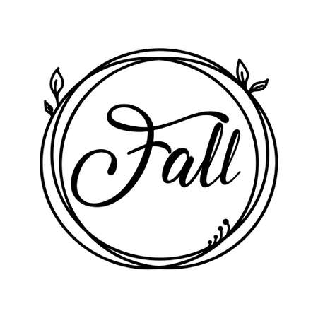 Fall autumn and harvest label circle stamp vector frame.のイラスト素材