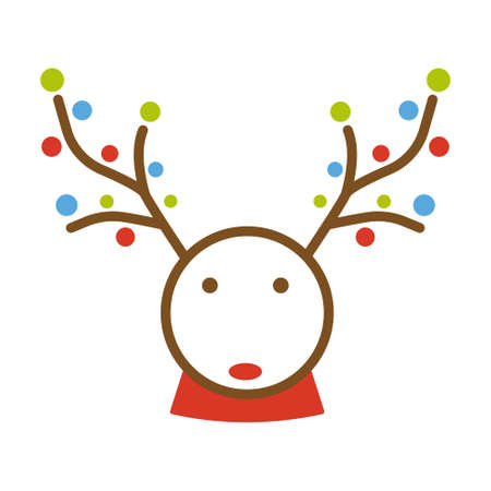 Christmas reindeer horns decorated with light bulbs. Deer xmas cut file design.のイラスト素材